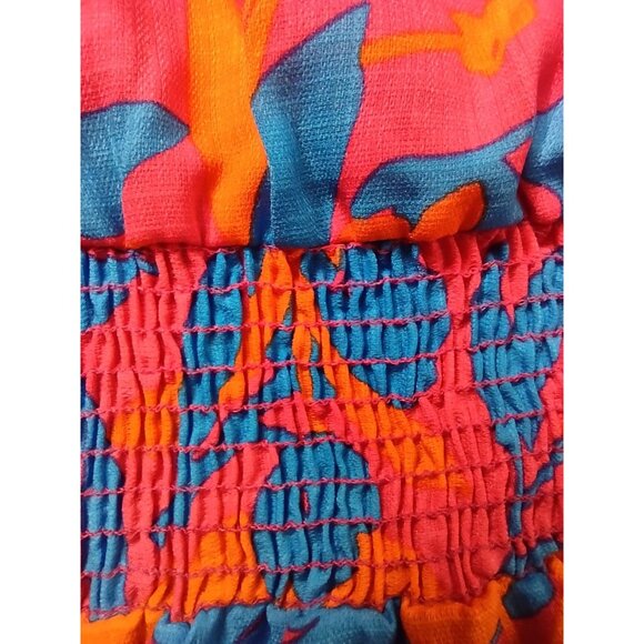 Gilli Pink, Orange and Blue Floral One Shoulder Smocked Tiered Dress Size 3X NWT - Picture 8 of 11